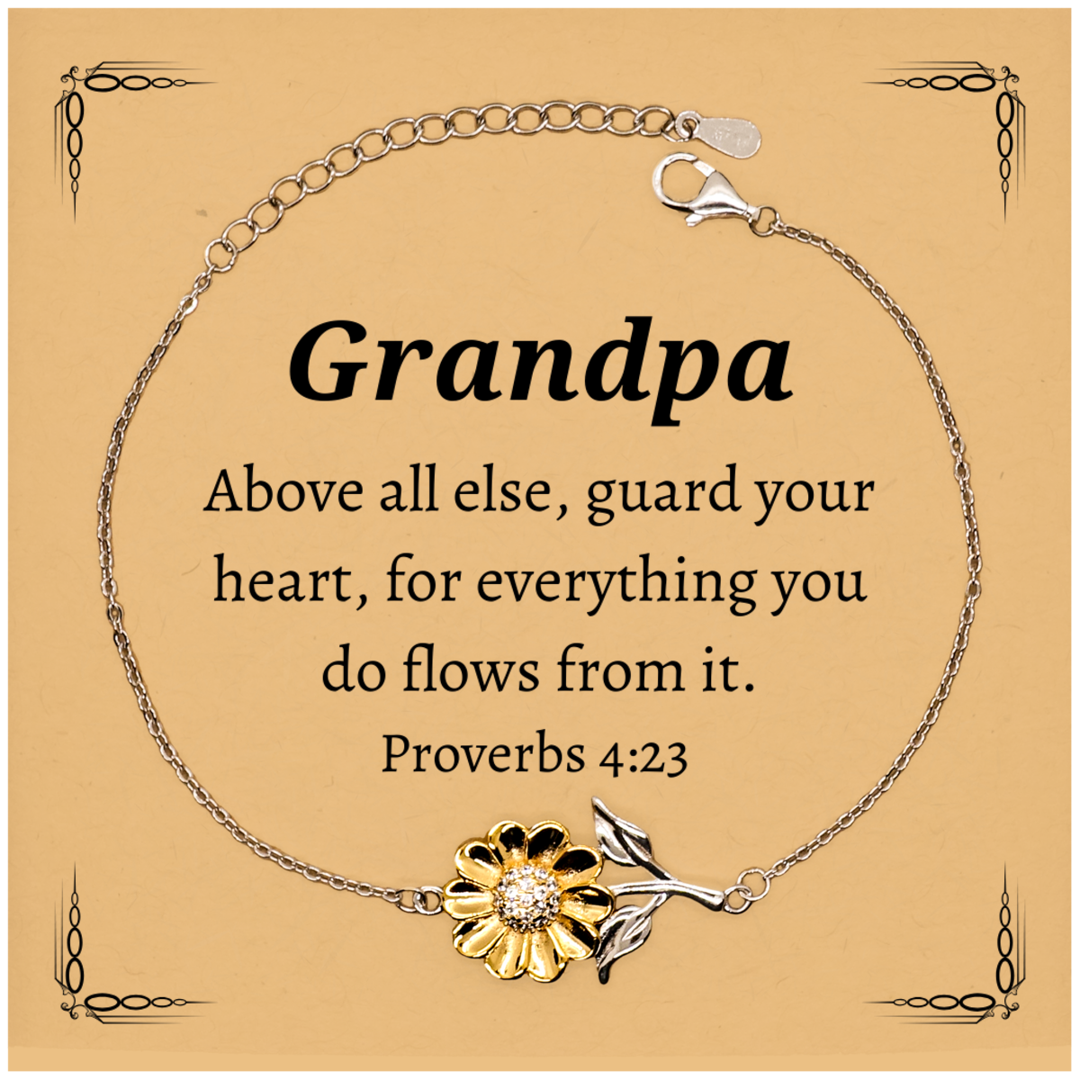 sunflower bracelet grandpa gift guard your heart proverbs 4 23 engraved inspiration for birthday and christmas