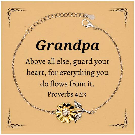 sunflower bracelet grandpa gift guard your heart proverbs 4 23 engraved inspiration for birthday and christmas