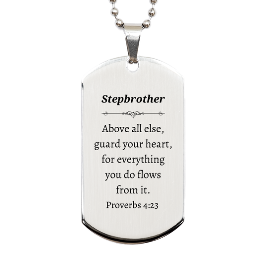 stepbrother engraved silver dog tag guard your heart inspirational gift for christmas birthday veterans day