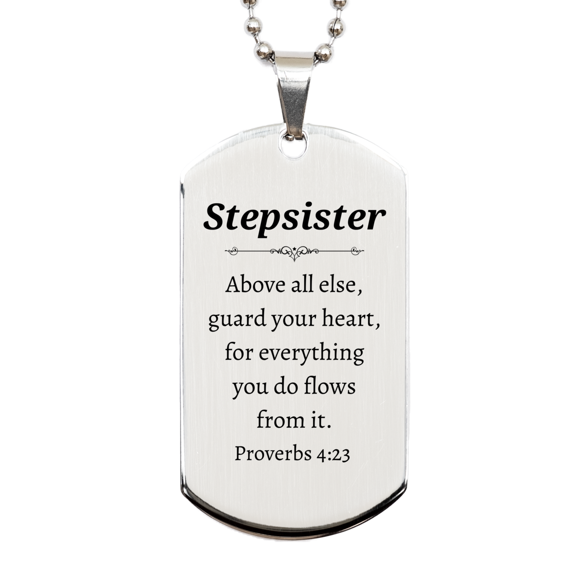 stepsister engraved silver dog tag guard your heart inspirational gift for birthday graduation christmas and more