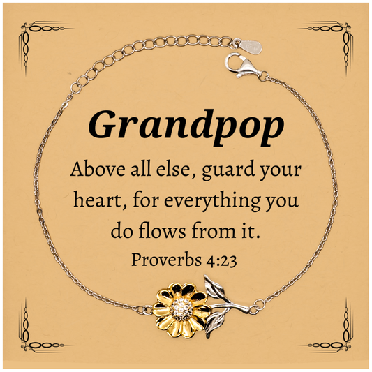 grandpop sunflower bracelet engraved with inspirational proverbs 4 23 perfect gift for grandpop on birthday christmas or graduation guard your heart
