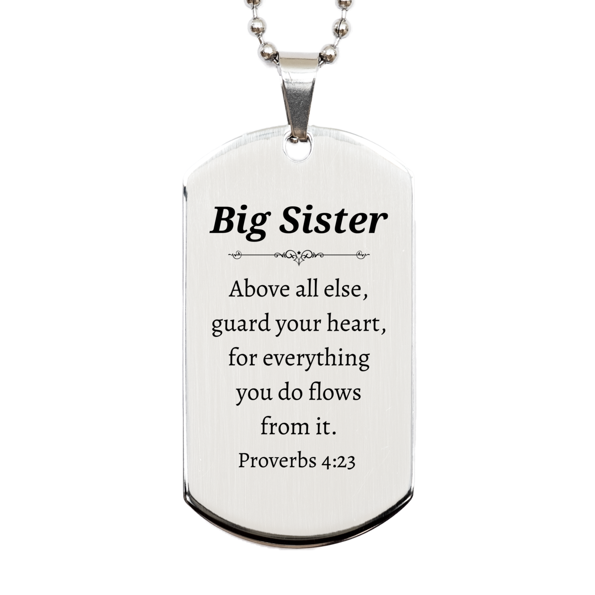 silver big sister dog tag engraved with proverbs 4 23 perfect gift for birthday graduation and holidays