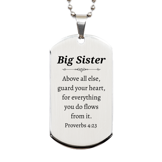 silver big sister dog tag engraved with proverbs 4 23 perfect gift for birthday graduation and holidays