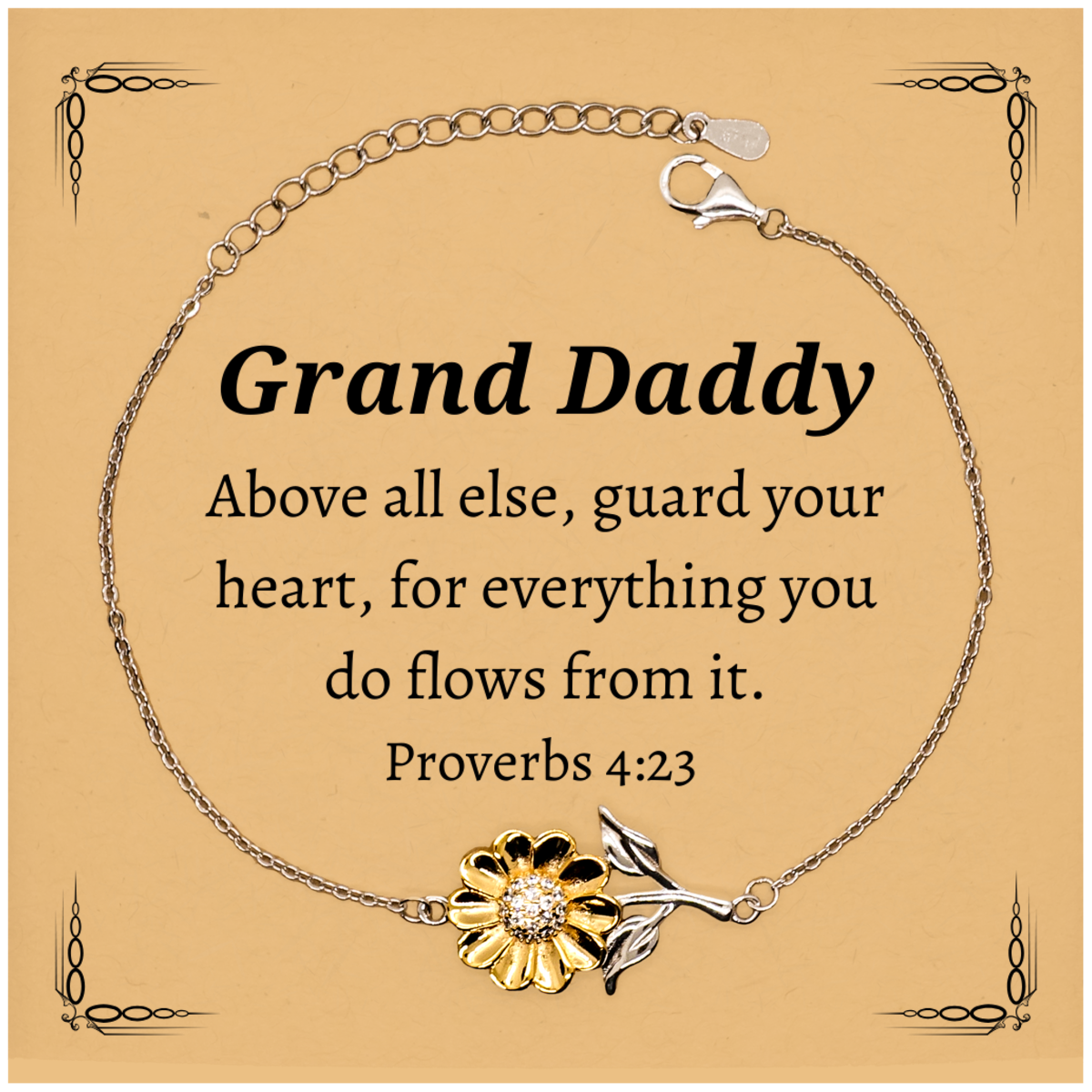 grand daddy sunflower bracelet inspirational gift for fathers day christmas birthday guard your heart engraved jewelry