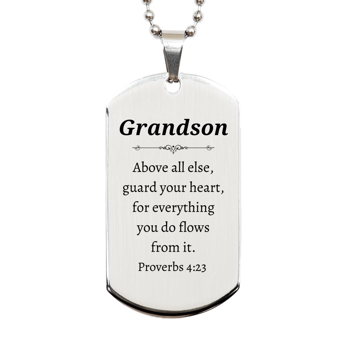 grandson silver dog tag engraved with proverbs 4 23 inspirational gifts for birthday and holidays