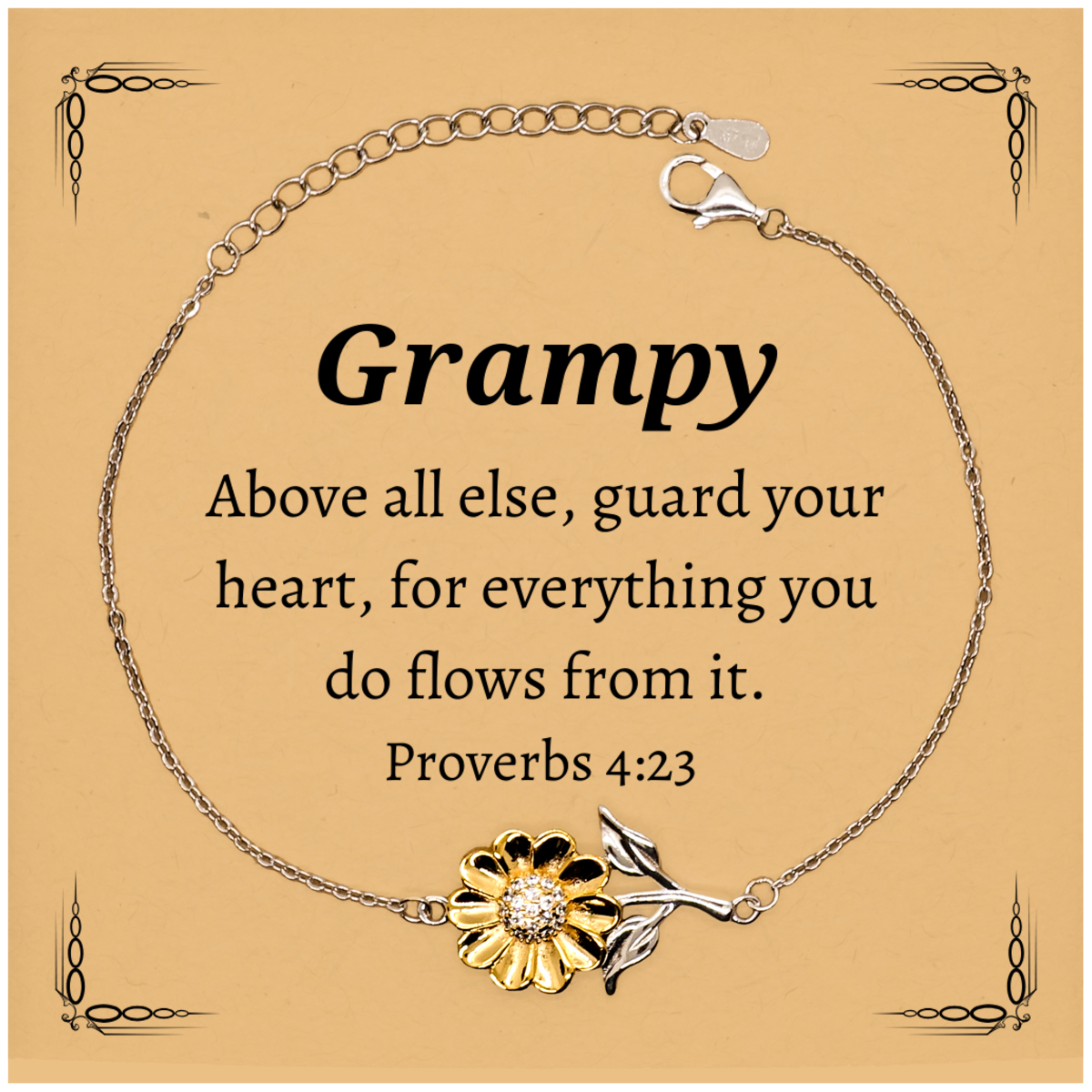 sunflower bracelet grampy above all else guard your heart for everything you do flows from it veterans day gift inspirational jewelry for grampy