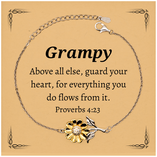 sunflower bracelet grampy above all else guard your heart for everything you do flows from it veterans day gift inspirational jewelry for grampy