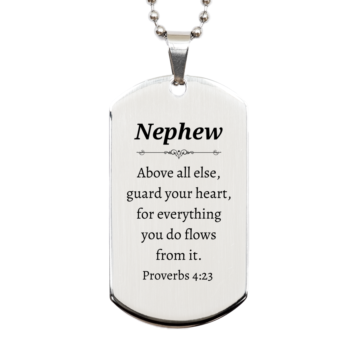 silver dog tag nephew gift engraved proverbs 4 23 heartfelt inspirational memorial jewelry for birthday graduation veterans day