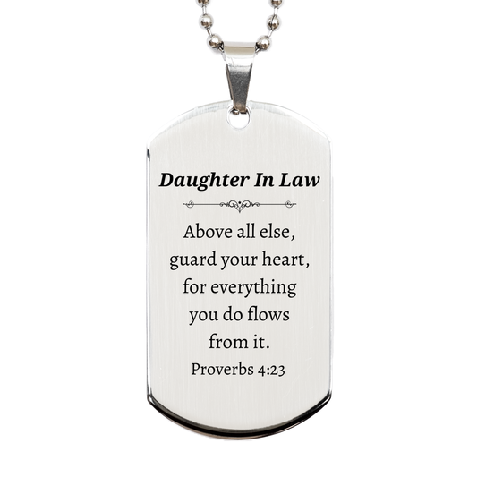 engraved dog tag for daughter in law birthday gift guard your heart proverbs 4 23 inspirational silver pendant for daughter in law unique verse necklace for daughter in law graduation gift