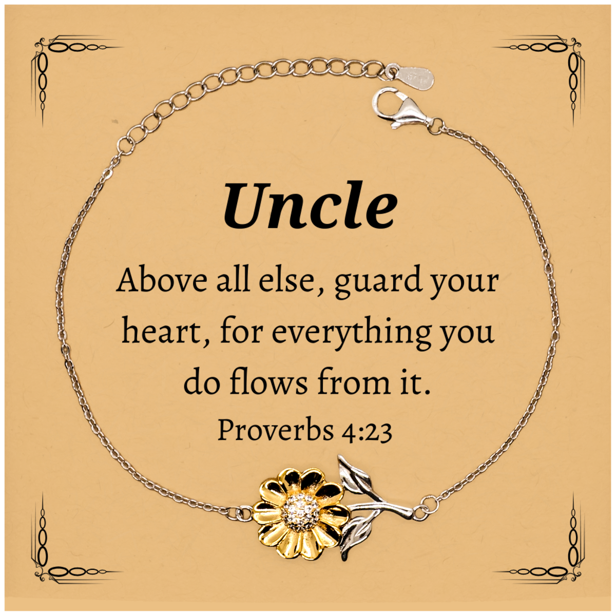 uncle inspirational sunflower bracelet guard your heart for christmas gift