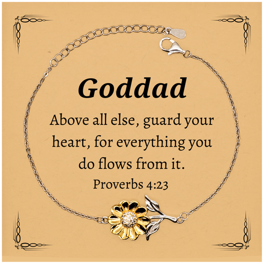 guard your heart sunflower bracelet inspirational goddad gift for birthday christmas graduation proverbs 4 23