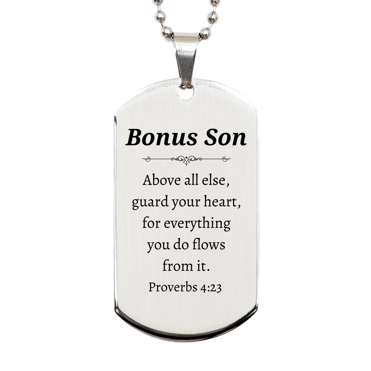 bonus son engraved silver dog tag guard your heart inspirational gift for christmas birthday graduation