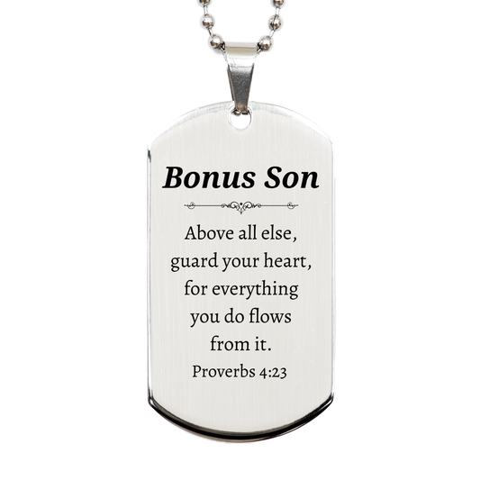 bonus son engraved silver dog tag guard your heart inspirational gift for christmas birthday graduation