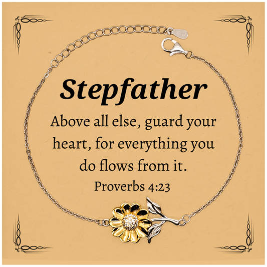 stepfather inspirational sunflower bracelet guard your heart for him on fathers day birthday or any special occasion unique gift to show appreciation and love