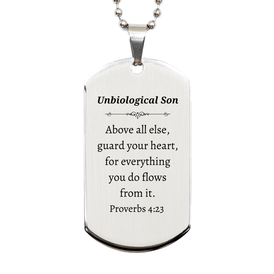 engraved silver dog tag unbiological son guard your heart gift for christmas graduation