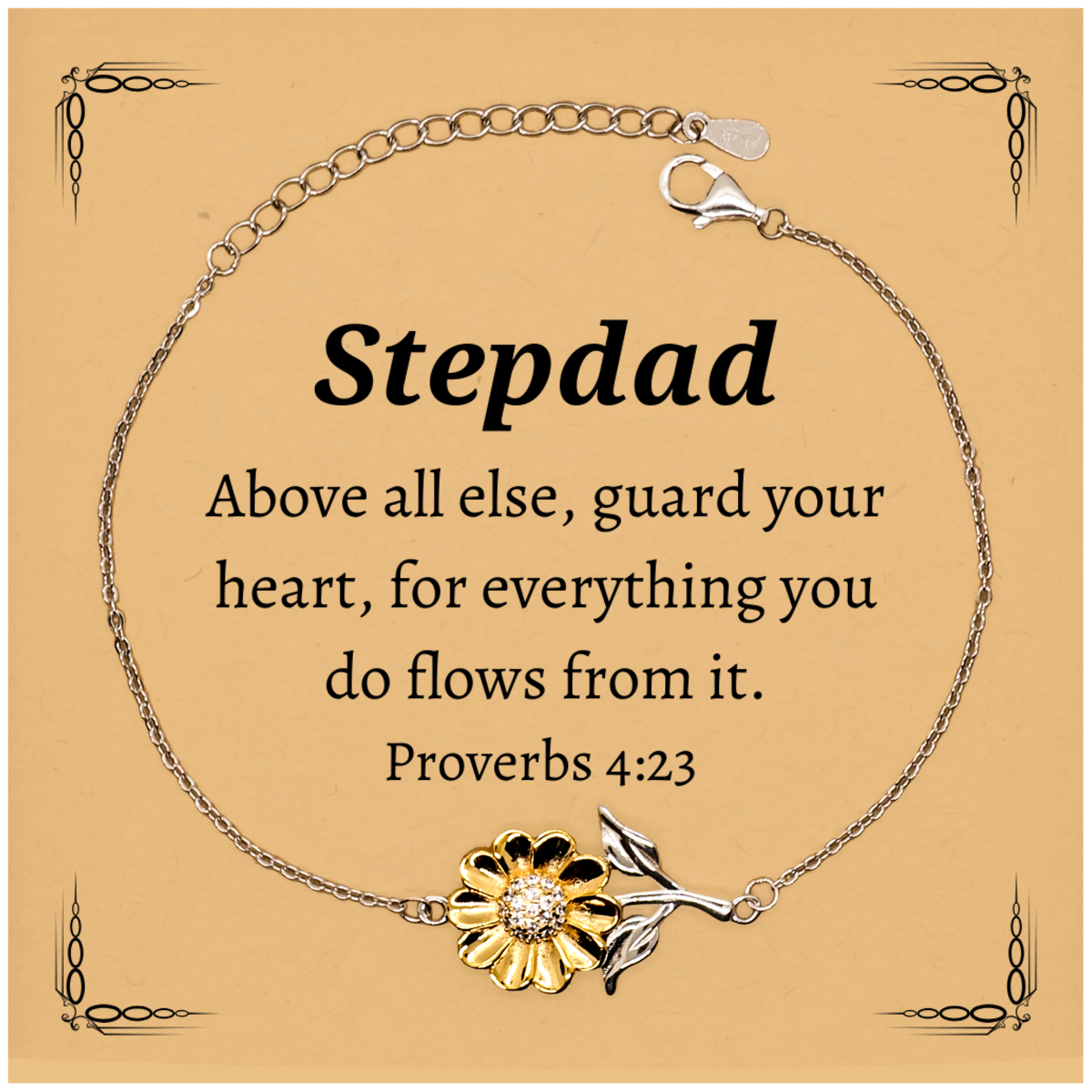 stepdad sunflower bracelet guard your heart proverbs 4 23 inspirational gift for stepdad on birthday christmas holidays fathers day