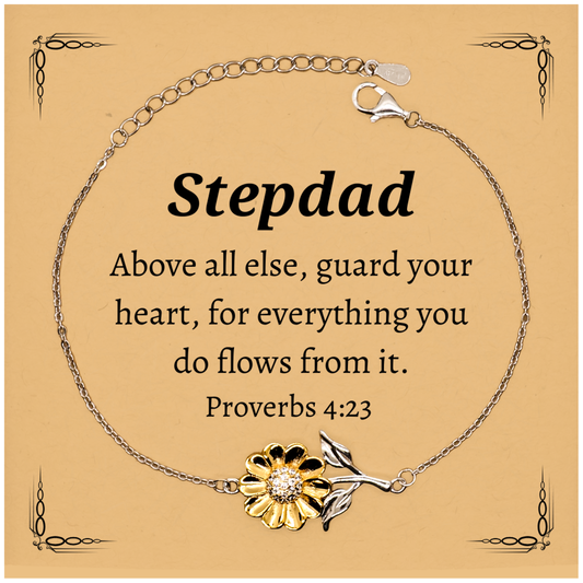 stepdad sunflower bracelet guard your heart proverbs 4 23 inspirational gift for stepdad on birthday christmas holidays fathers day