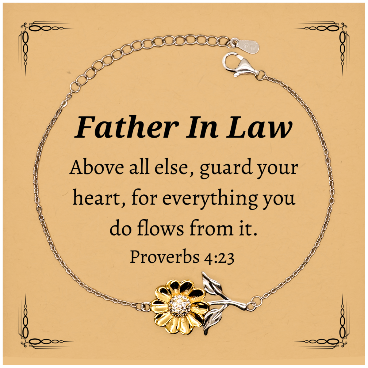 father in law sunflower bracelet engraved inspirational gift for birthday and christmas