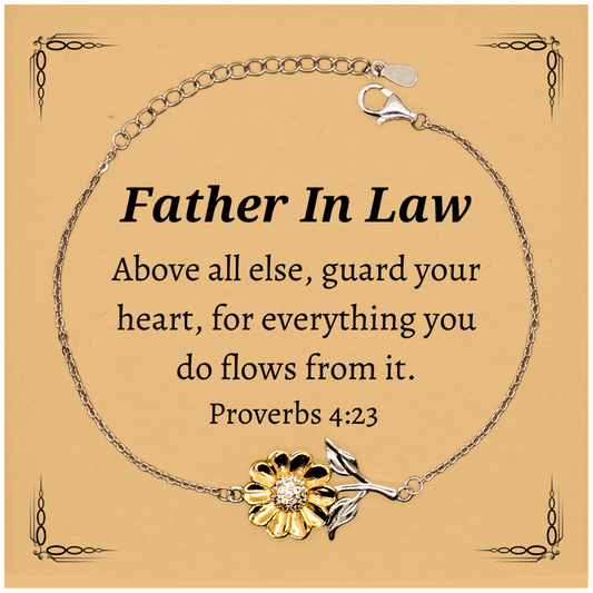 father in law sunflower bracelet engraved inspirational gift for birthday and christmas
