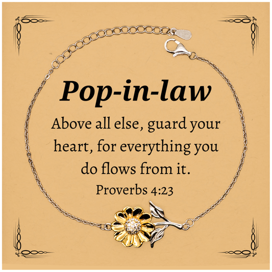 sunflower bracelet pop in law inspiring engraved gift for birthday christmas and graduation proverbs 4 23 guard your heart