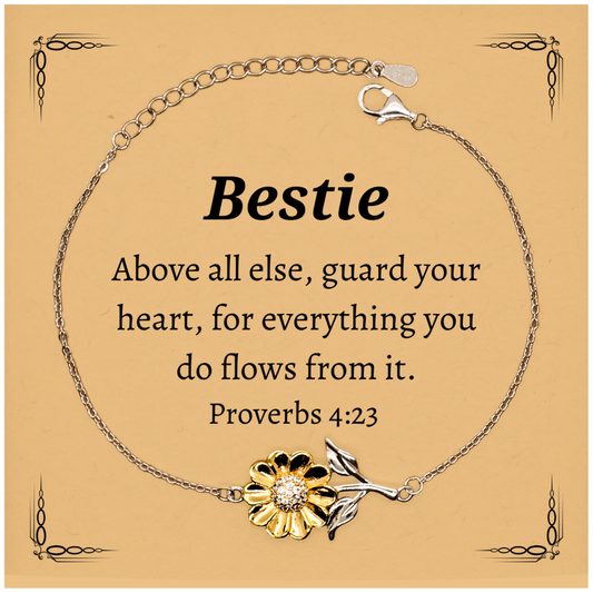 sunflower bracelet bestie engraved inspirational proverbs 4 23 birthday gift for her