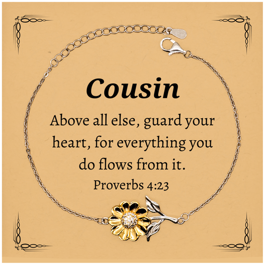 unique sunflower bracelet for cousin guard your heart inspirational gift for birthday christmas and graduation