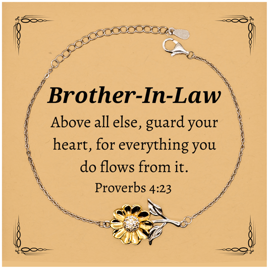 engraved sunflower brother in law bracelet guard your heart perfect birthday gift for him inspirational jewelry for men proverbs 4 23