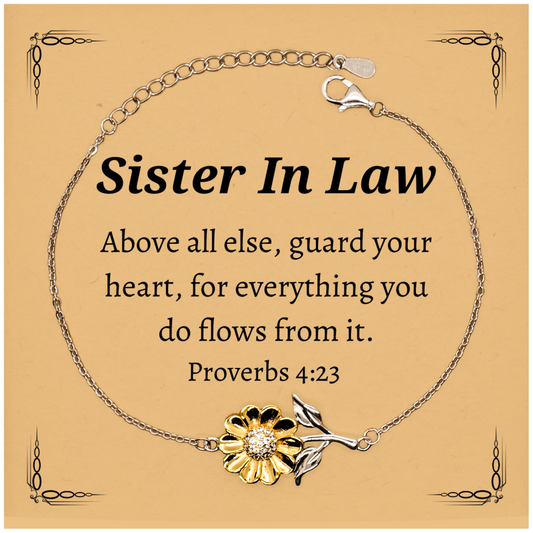 sunflower bracelet for sister in law engraved with inspirational proverbs 4 23 meaningful jewelry gift for birthday christmas graduation holidays guard your heart and find hope