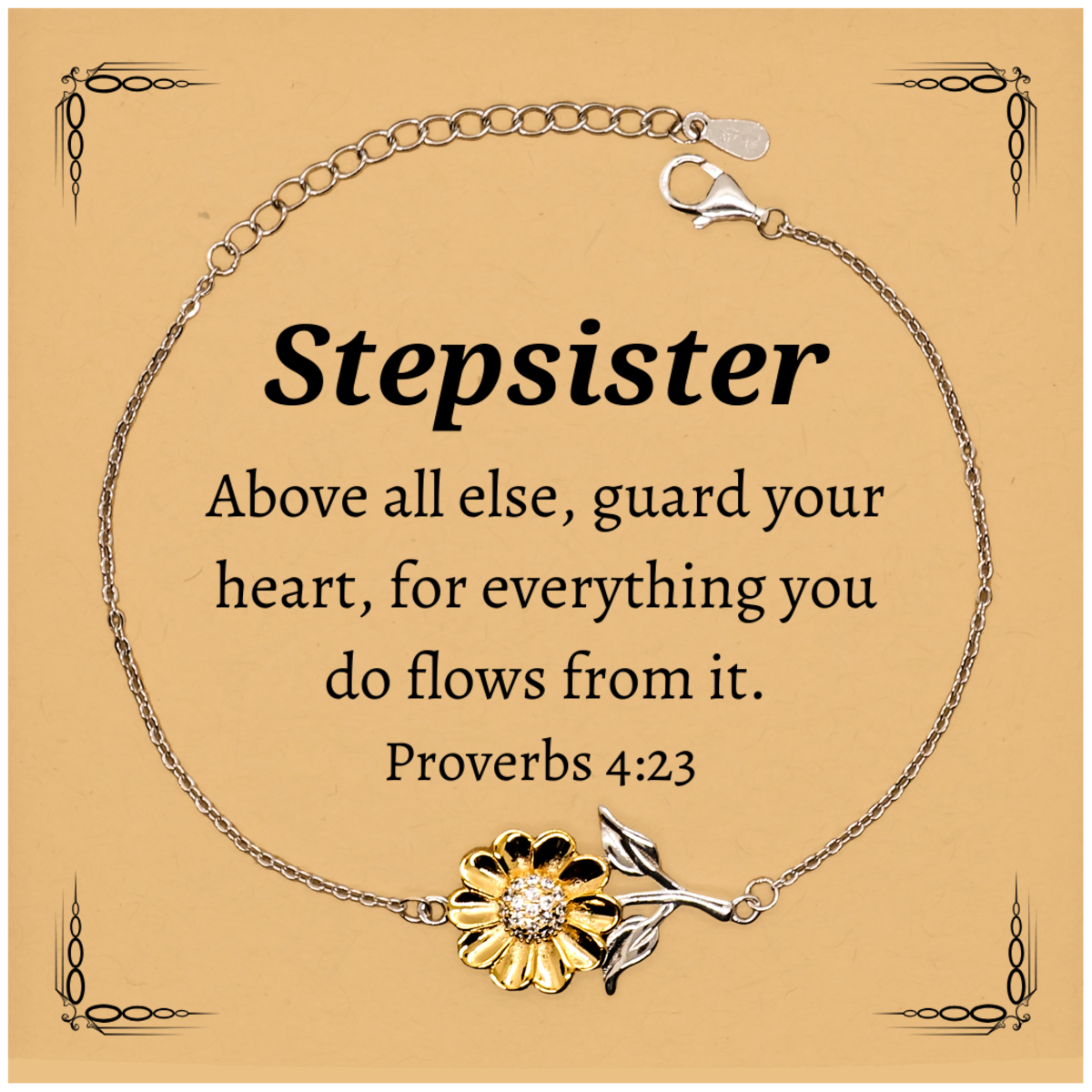 sunflower bracelet stepsister guard your heart inspirational gift for birthday christmas graduation confidence