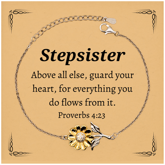 sunflower bracelet stepsister guard your heart inspirational gift for birthday christmas graduation confidence