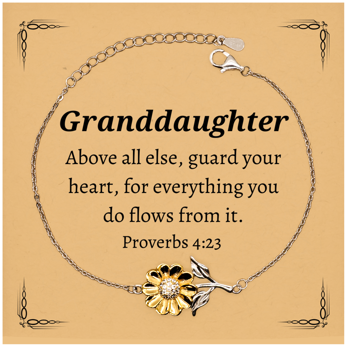 granddaughter sunflower bracelet inspirational jewelry for her with proverbs 4 23 quote perfect birthday gift to guard her heart and bring hope and confidence