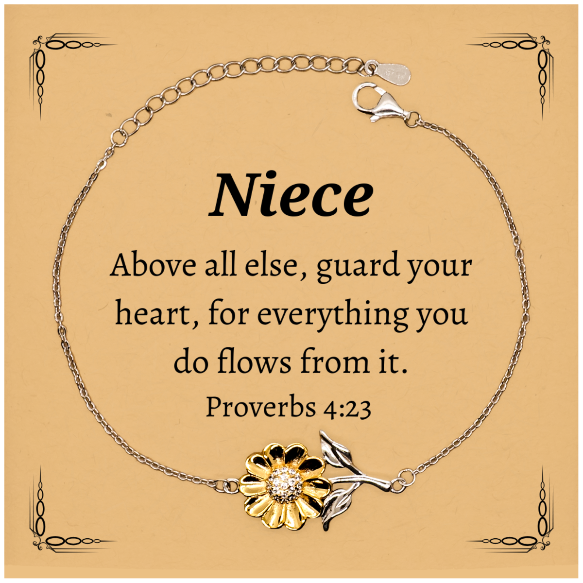unique sunflower bracelet for niece guard your heart proverbs 4 23 inspirational gift for birthday holidays christmas graduation