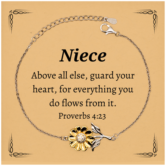unique sunflower bracelet for niece guard your heart proverbs 4 23 inspirational gift for birthday holidays christmas graduation