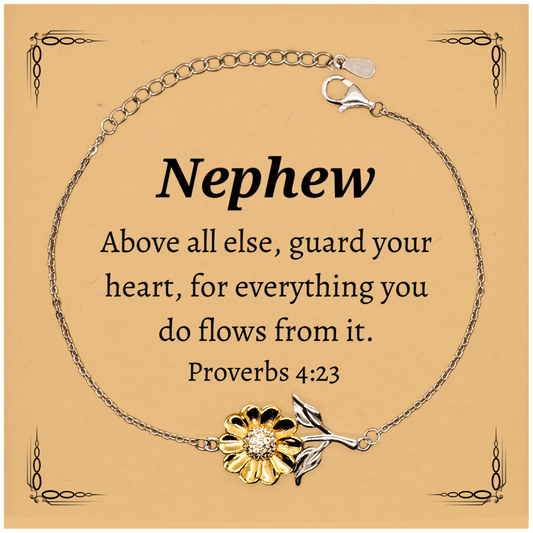 sunflower bracelet nephew inspirational gift thankful heart jewelry birthday