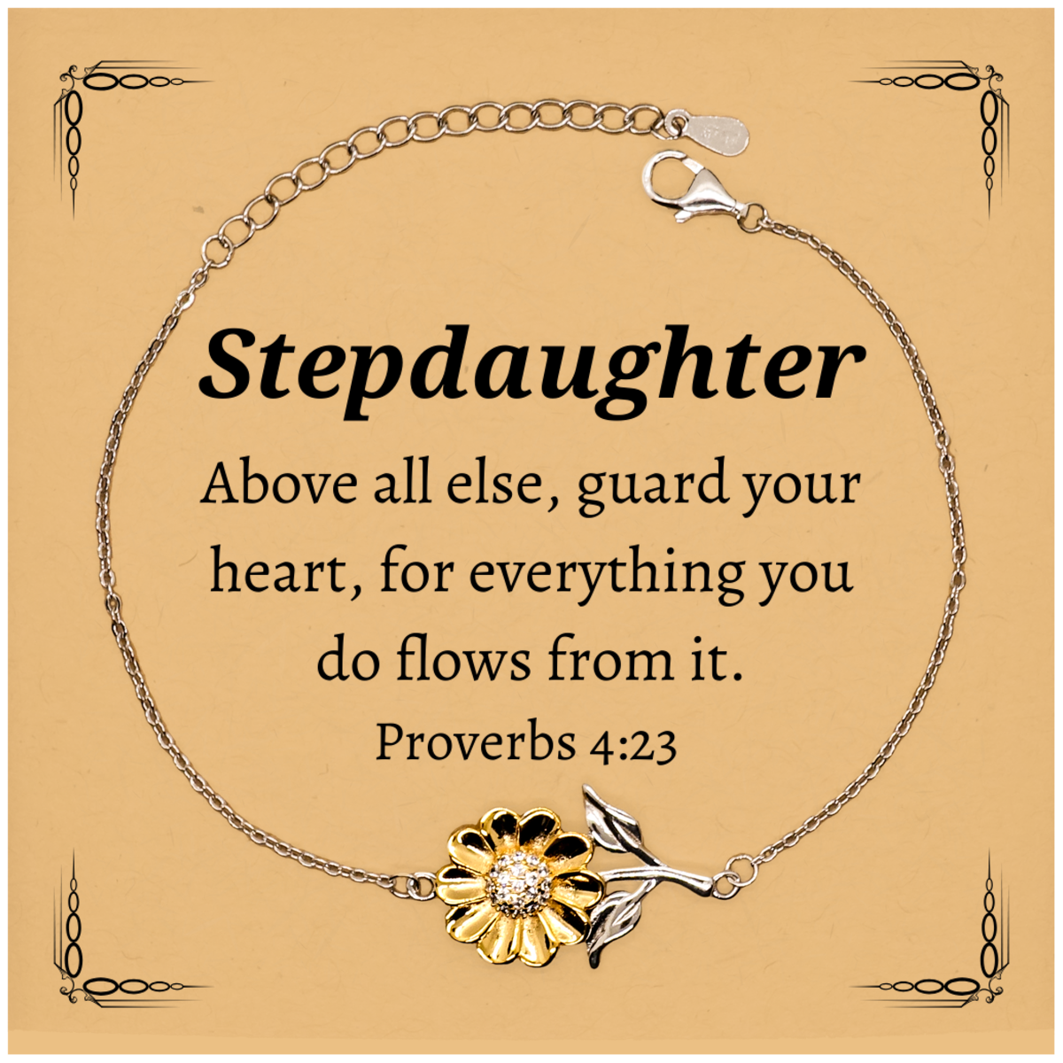 sunflower bracelet stepdaughter inspirational proverbs 4 23 heart guarded gift for christmas birthday graduation occasions