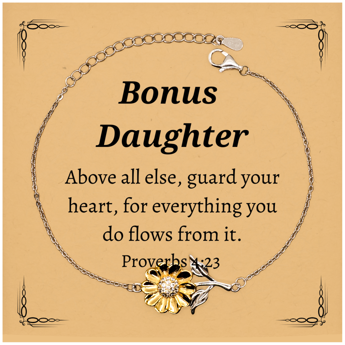 bonus daughter sunflower bracelet unique engraved jewelry for birthday gift inspirational and hopeful proverbs 4 23