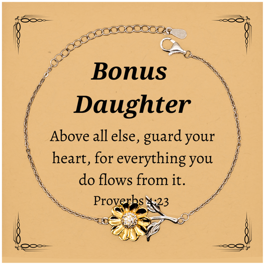 bonus daughter sunflower bracelet unique engraved jewelry for birthday gift inspirational and hopeful proverbs 4 23