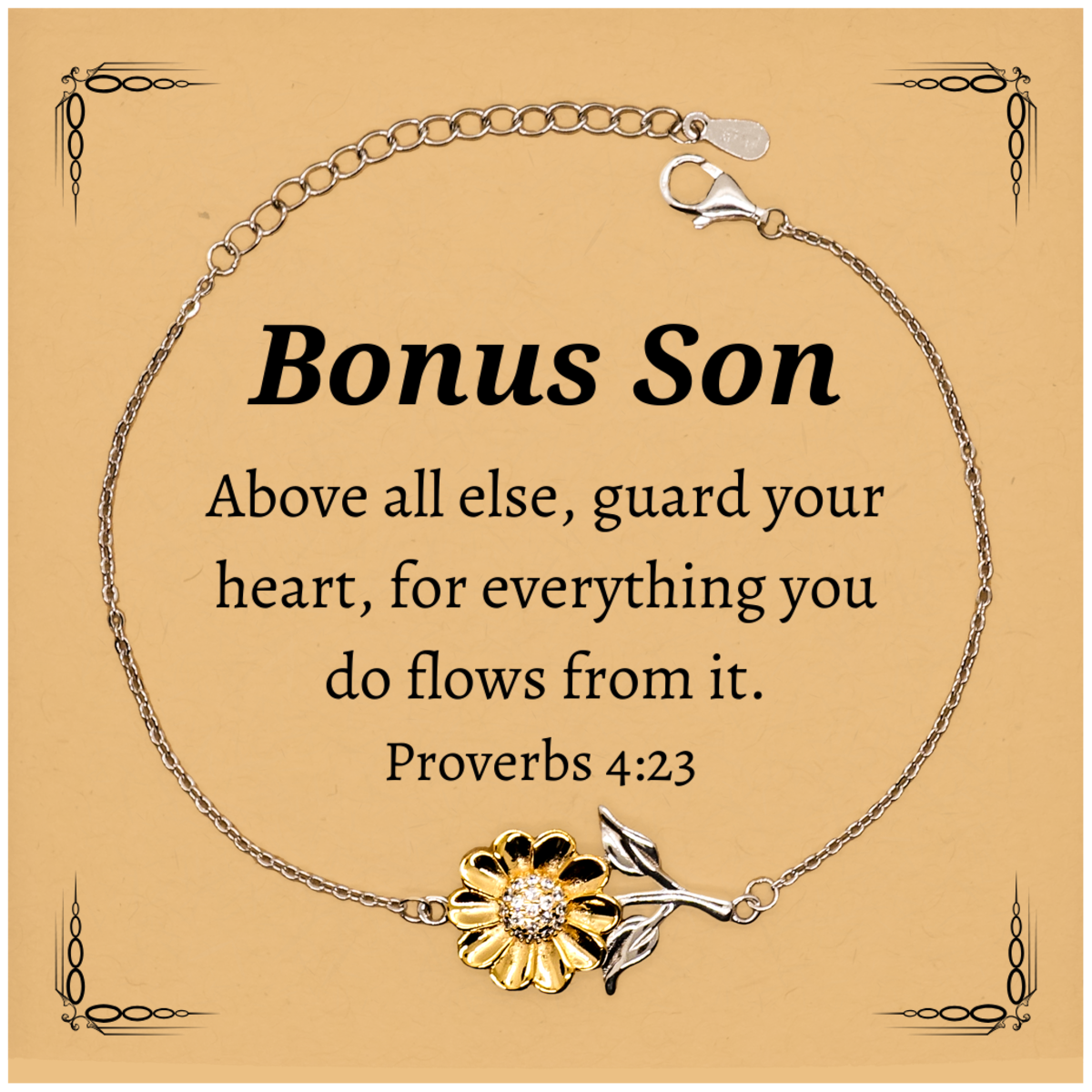 engraved sunflower bracelet for bonus son guard your heart proverbs 4 23 inspirational gift for veterans day christmas graduation