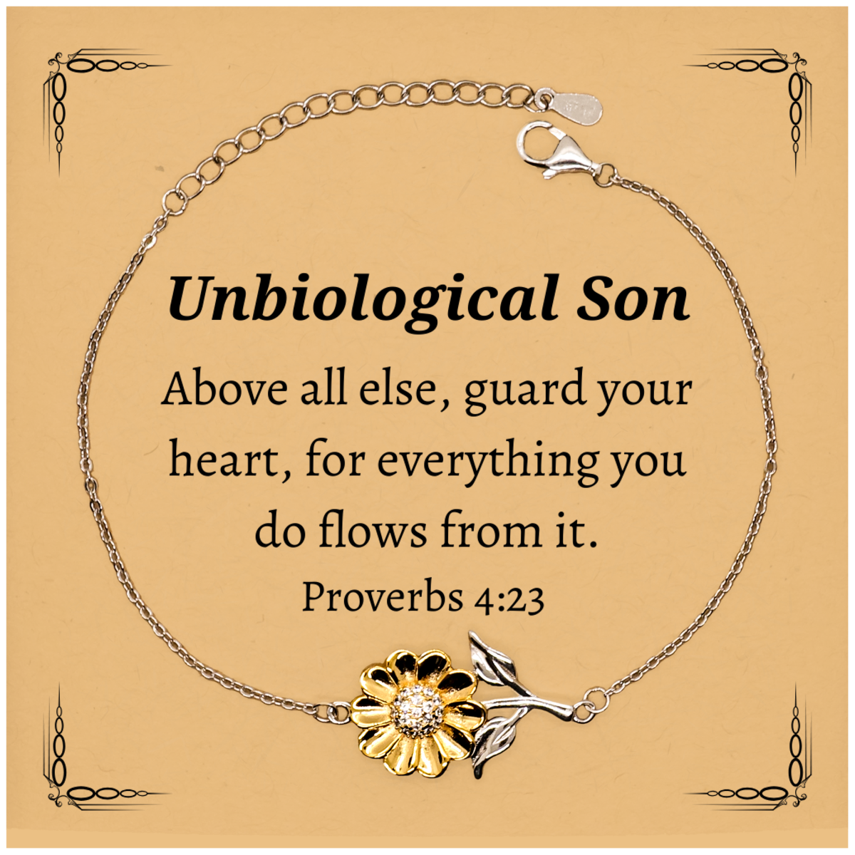 sunflower bracelet for unbiological son inspirational proverbs 4 23 gift christmas graduation jewelry for him confidence hope birthday present