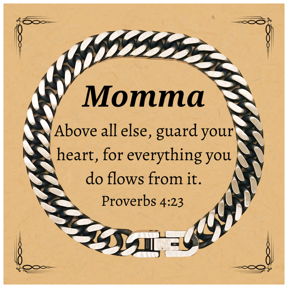momma cuban link chain bracelet inspirational proverbs 4 23 gift for her birthday christmas mothers day confidence and love jewelry for women