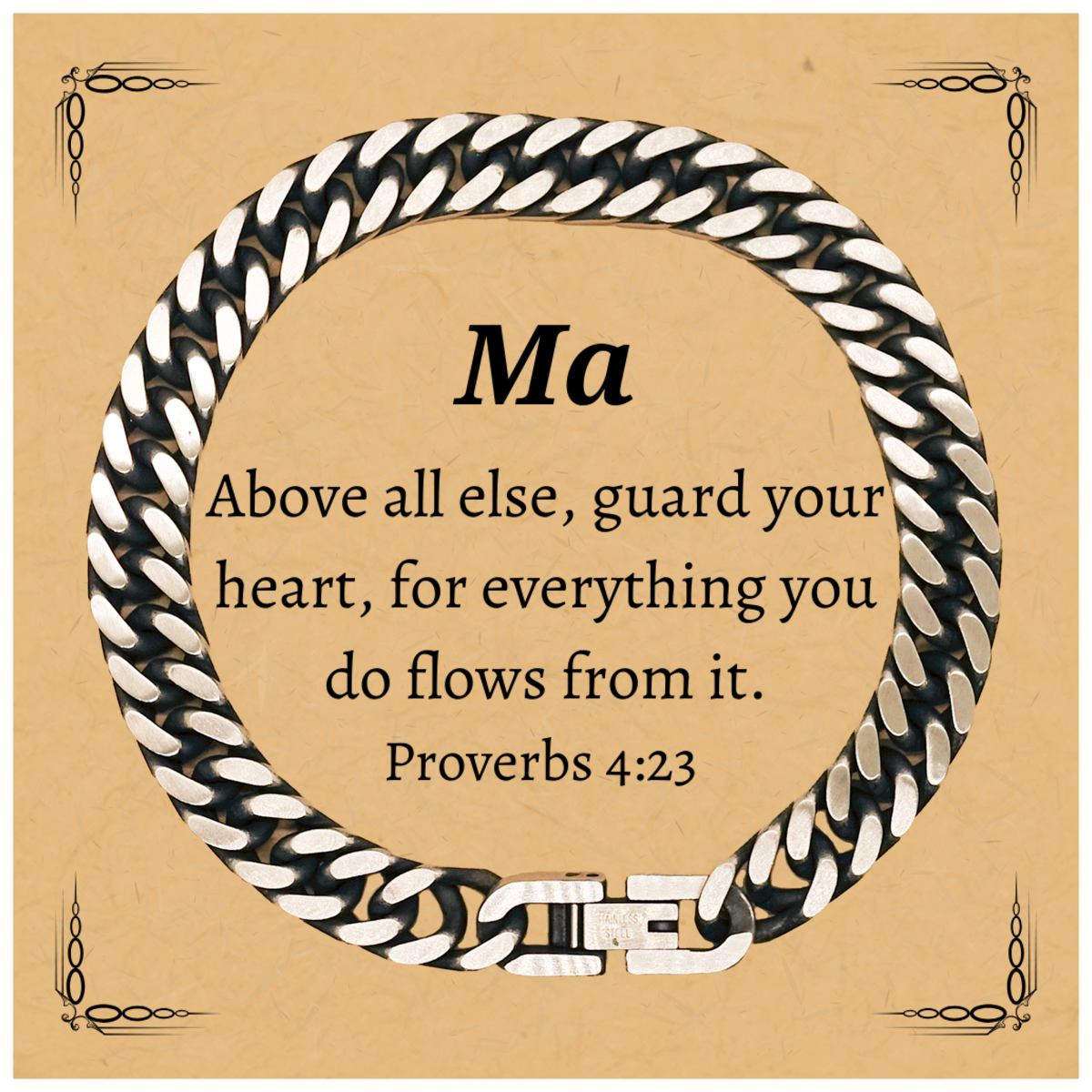 guard your heart cuban link chain bracelet for men inspirational gift for birthday graduation veterans day proverbs 4 23 ma