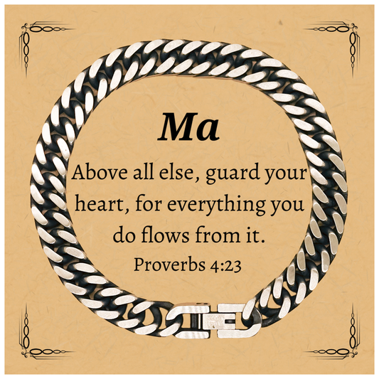 guard your heart cuban link chain bracelet for men inspirational gift for birthday graduation veterans day proverbs 4 23 ma