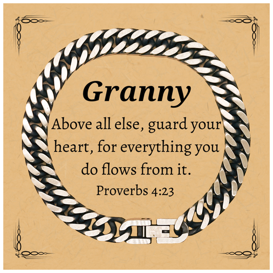 granny cuban link chain bracelet engraved proverbs 4 23 confidence gift for christmas birthday and holidays