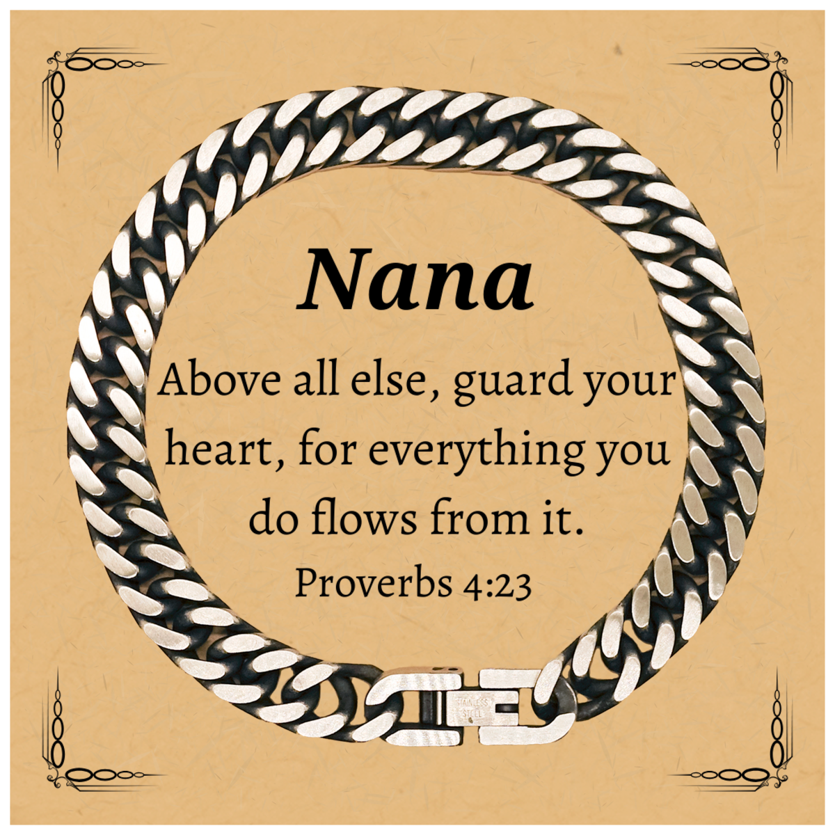 unique cuban link chain bracelet nana engraved heart inspirational gift for birthday christmas and graduation