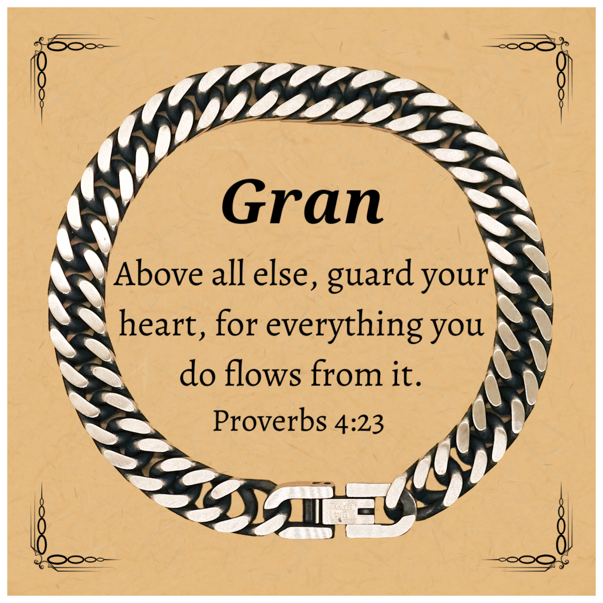 gran cuban link chain bracelet guard your heart inspirational gift for birthday christmas graduation veterans day and easter