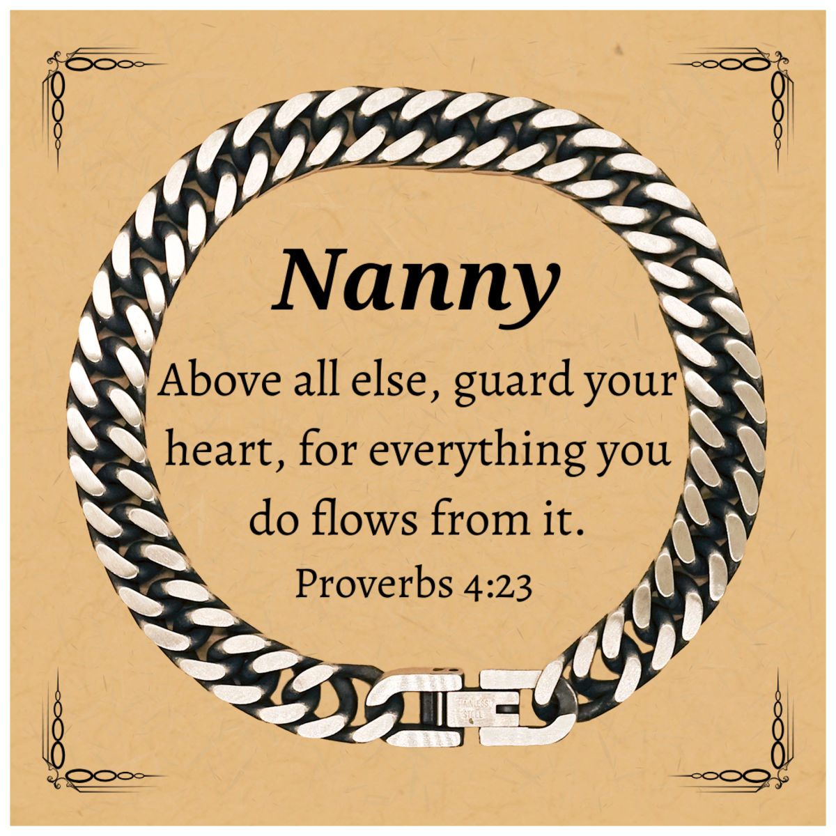 nanny cuban link chain bracelet inspirational proverbs 4 23 gift for birthday and christmas