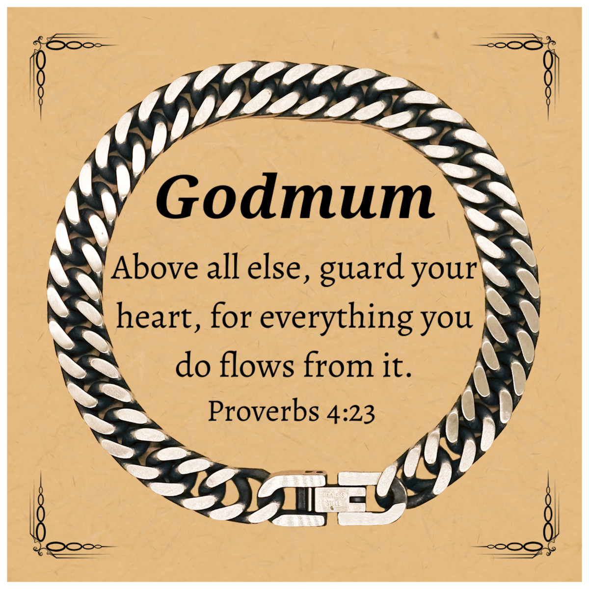 godmum cuban link chain bracelet engraved inspirational gift for her birthday christmas graduation