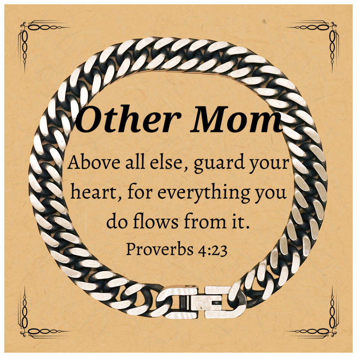 other mom cuban link chain bracelet guard your heart inspirational gift for mothers birthday holidays christmas graduation veterans day easter confidence and hope