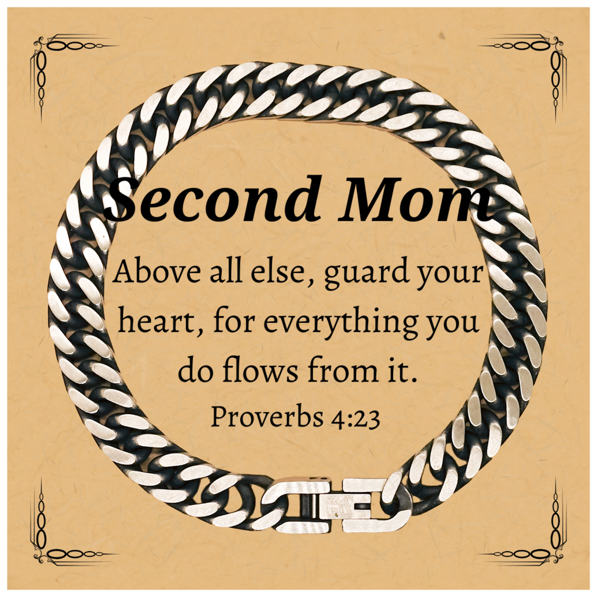 second mom cuban link chain bracelet inspirational proverbs 4 23 gift for mothers day birthday holidays unique guardian jewelry to protect heart and confidence