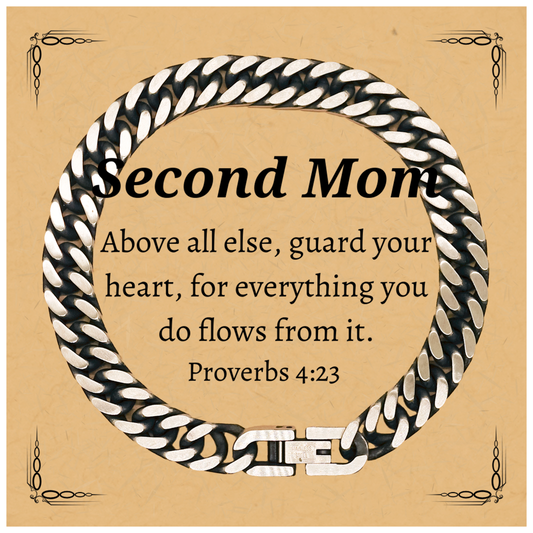second mom cuban link chain bracelet inspirational proverbs 4 23 gift for mothers day birthday holidays unique guardian jewelry to protect heart and confidence